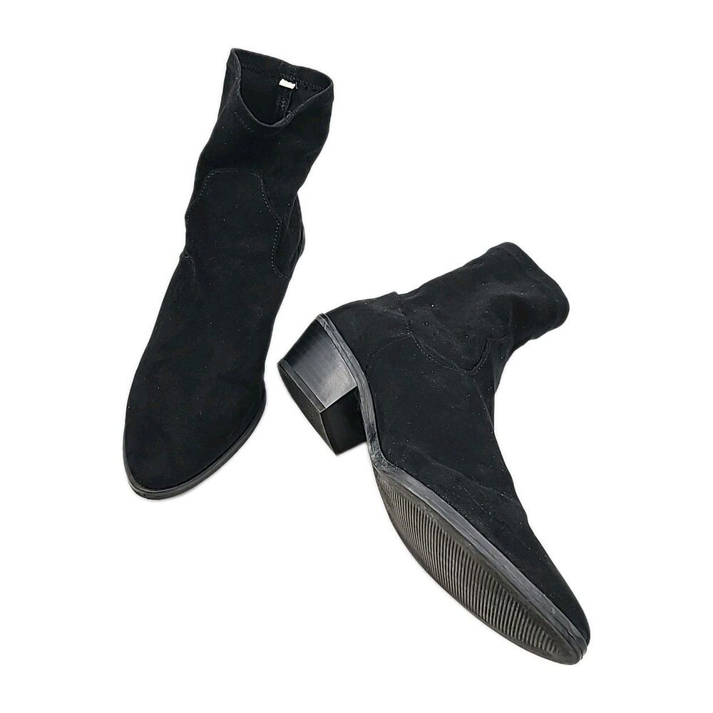 Target Brand Womens Block Heel Ankle Boots Faux Black Suede Size 9.5